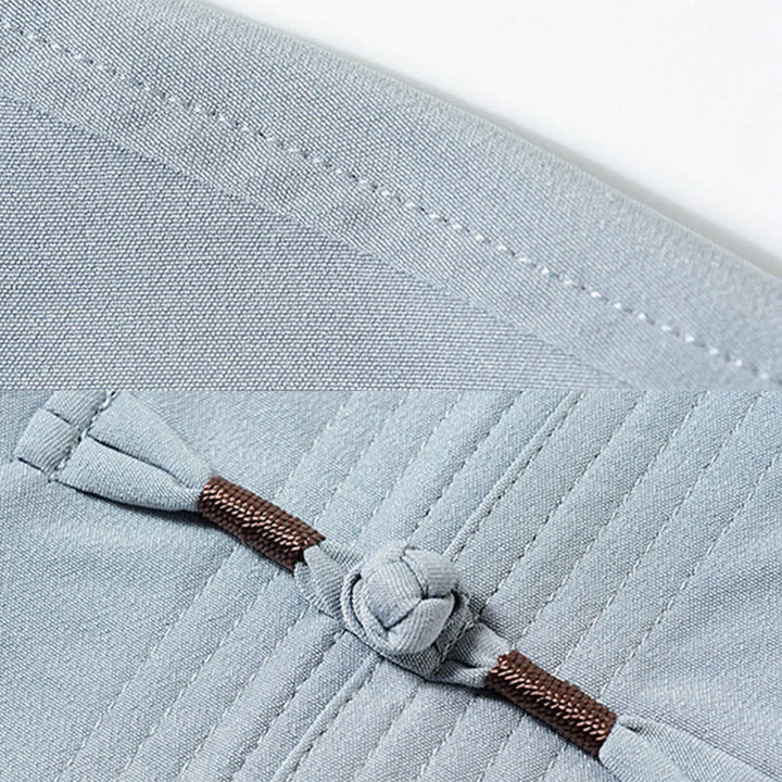 Buddha-Steine, Fu-Charakter-Stickerei, Tang-Anzug, traditioneller Froschknopf, kurzärmeliges Oberteil und Hose, Kleidung für Herren - image 9