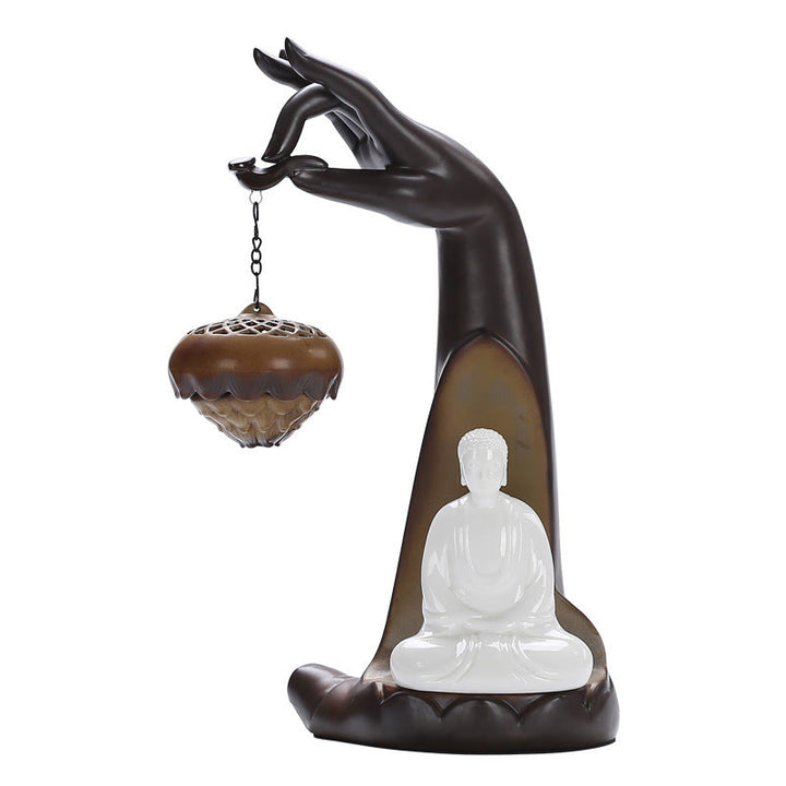 Buddha-Steine, LED-Buddha-Hand, Rückfluss-Rauchbrunnen, heilender Keramikstab, Weihrauchbrenner, Dekoration - image 12