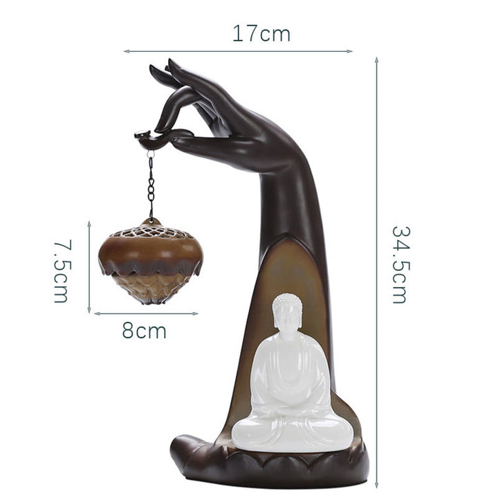 Buddha-Steine, LED-Buddha-Hand, Rückfluss-Rauchbrunnen, heilender Keramikstab, Weihrauchbrenner, Dekoration - image 11