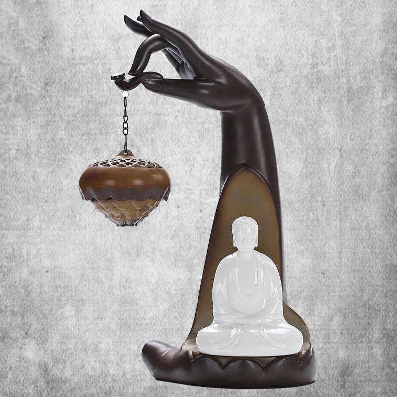 Buddha-Steine, LED-Buddha-Hand, Rückfluss-Rauchbrunnen, heilender Keramikstab, Weihrauchbrenner, Dekoration - image 10