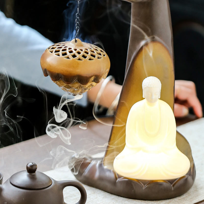 Buddha-Steine, LED-Buddha-Hand, Rückfluss-Rauchbrunnen, heilender Keramikstab, Weihrauchbrenner, Dekoration - image 6