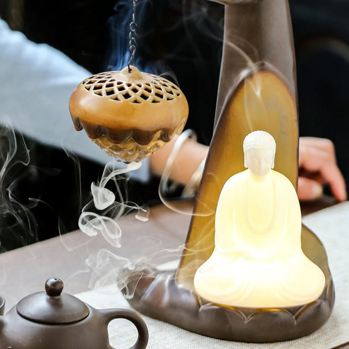 Buddha-Steine, LED-Buddha-Hand, Rückfluss-Rauchbrunnen, heilender Keramikstab, Weihrauchbrenner, Dekoration - image 6