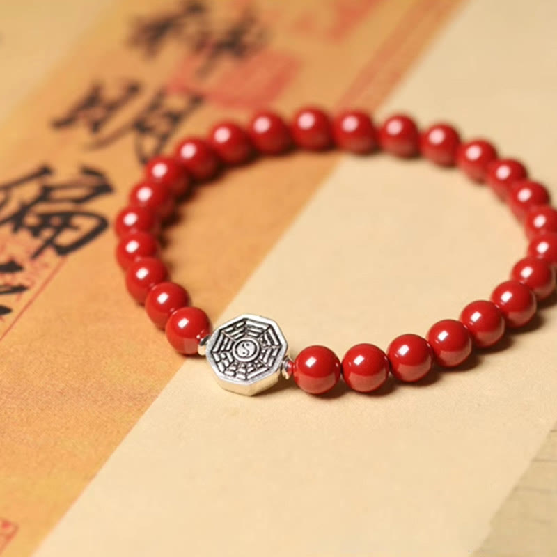 Buddha Stones 925 Sterling Silber Yin Yang Bagua Symbol Zinnoberschnur Konzentrationsarmband - image 15