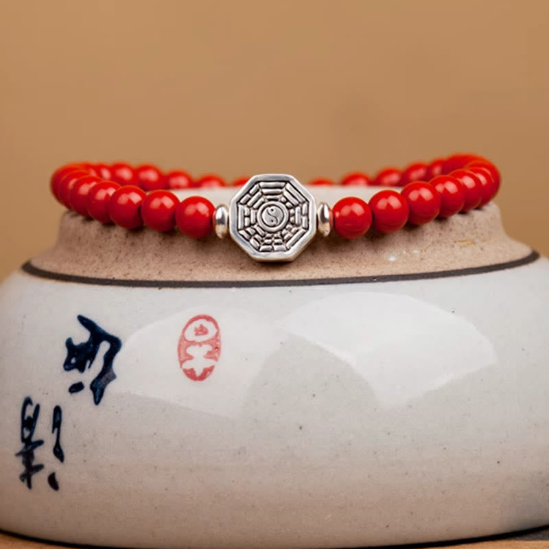 Buddha Stones 925 Sterling Silber Yin Yang Bagua Symbol Zinnoberschnur Konzentrationsarmband - image 16