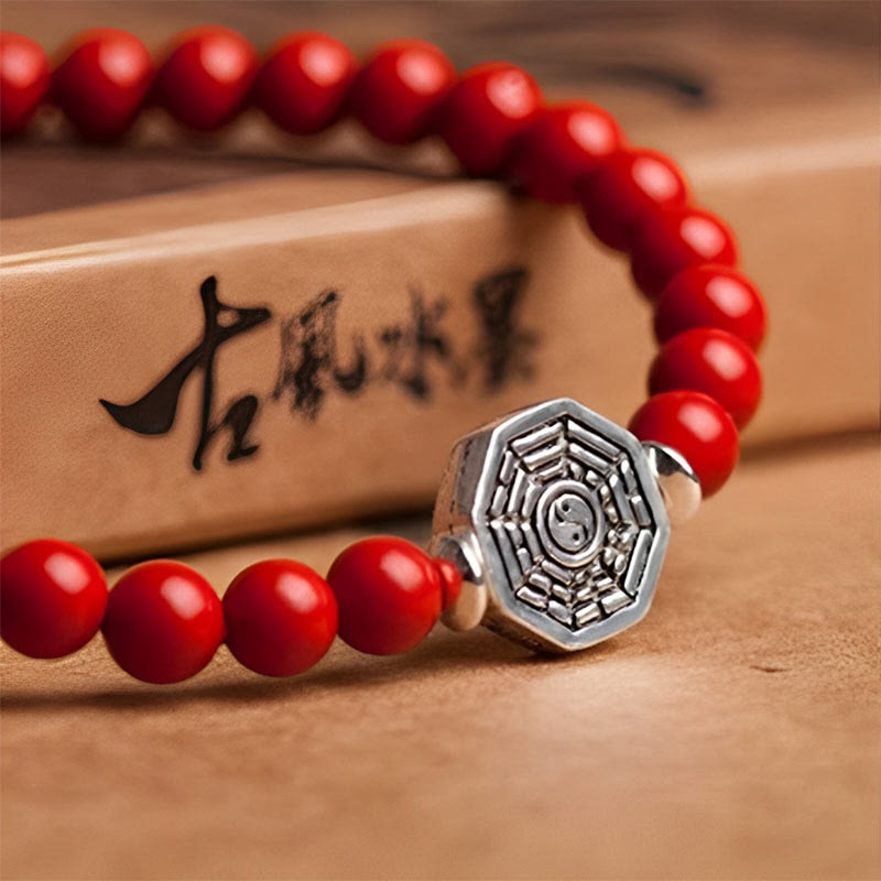 Buddha Stones 925 Sterling Silber Yin Yang Bagua Symbol Zinnoberschnur Konzentrationsarmband - image 18