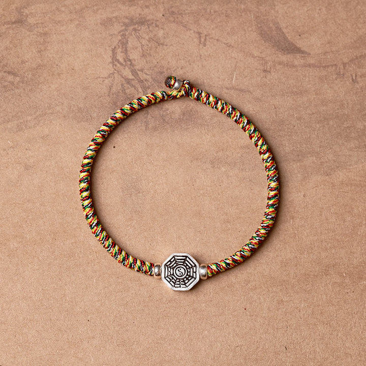 Buddha Stones 925 Sterling Silber Yin Yang Bagua Symbol Zinnoberschnur Konzentrationsarmband - Buntes Seil - 23 cm - image 13