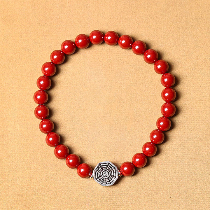Buddha Stones 925 Sterling Silber Yin Yang Bagua Symbol Zinnoberschnur Konzentrationsarmband - Zinnoberperlen (elastische Schnur) - 23 cm - image 14