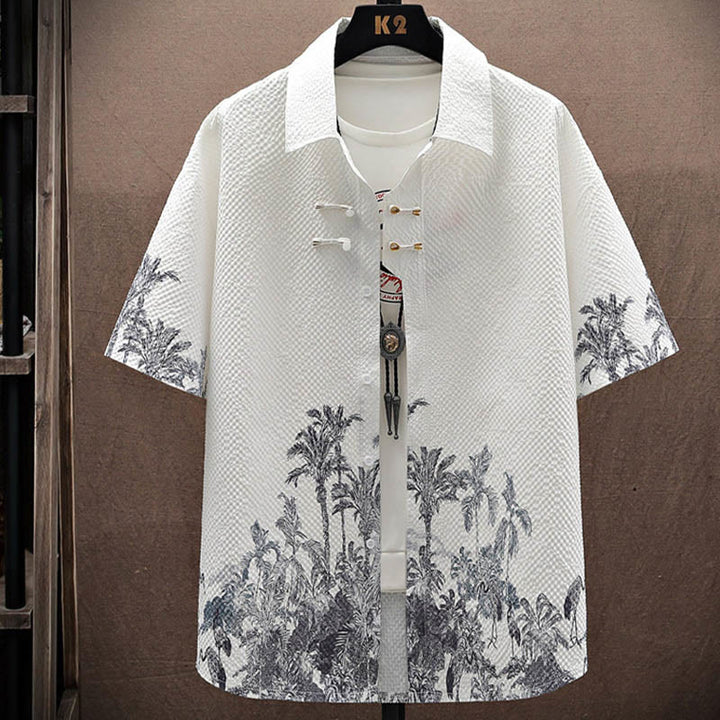 Buddha-Steine-Landschaft, Kokospalmen, Elster-Muster, kurzärmelige Shorts für Herren - image 7