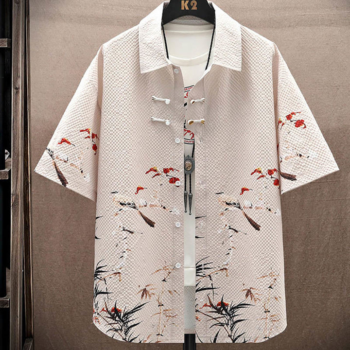 Buddha-Steine-Landschaft, Kokospalmen, Elster-Muster, kurzärmelige Shorts für Herren - image 15