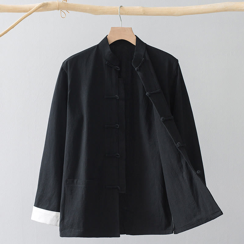 Buddha Steine ​​Frosch-Knopf Chinesischen Tang Anzug Hemd Baumwolle Leinen Männer Jacke Kleidung - image 3