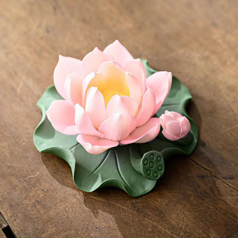Buddha-Steine, Lotusblüte, Blattkapsel, spirituelle Heilung, Keramikstab, Weihrauchbrenner, Dekoration - Lotus Pink 10,5 x 4,7 cm - image 6