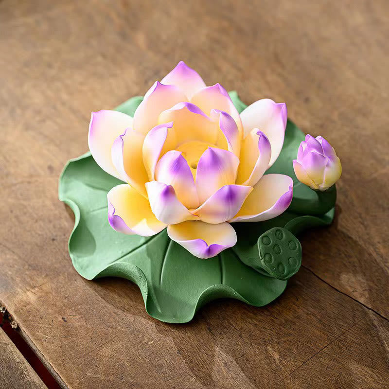 Buddha-Steine, Lotusblüte, Blattkapsel, spirituelle Heilung, Keramikstab, Weihrauchbrenner, Dekoration - Lotus Purple Edge 10,5 x 4,7 cm - image 9