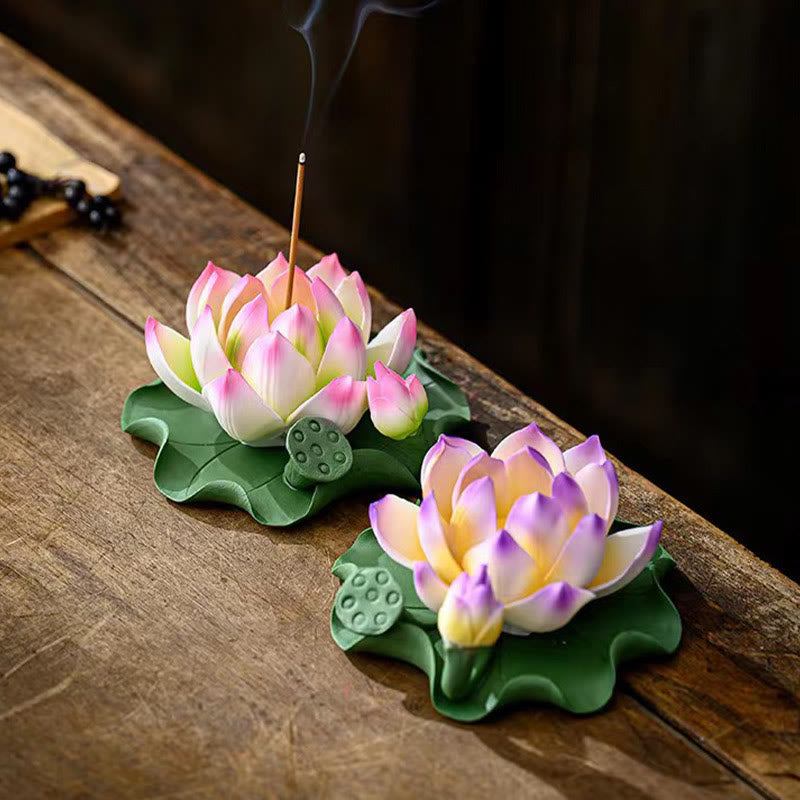 Buddha-Steine, Lotusblüte, Blattkapsel, spirituelle Heilung, Keramikstab, Weihrauchbrenner, Dekoration - image 10