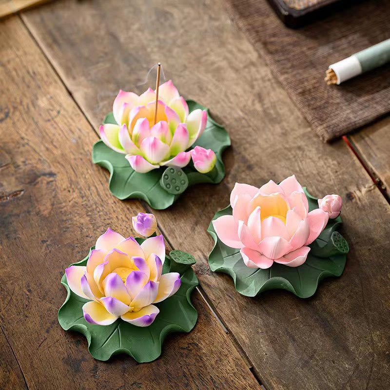 Buddha-Steine, Lotusblüte, Blattkapsel, spirituelle Heilung, Keramikstab, Weihrauchbrenner, Dekoration - image 1