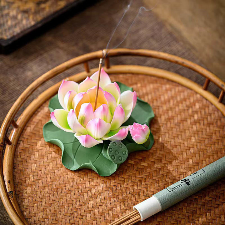 Buddha-Steine, Lotusblüte, Blattkapsel, spirituelle Heilung, Keramikstab, Weihrauchbrenner, Dekoration - image 5