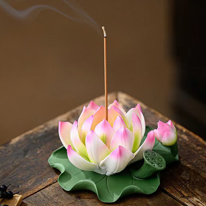 Buddha-Steine, Lotusblüte, Blattkapsel, spirituelle Heilung, Keramikstab, Weihrauchbrenner, Dekoration - image 3