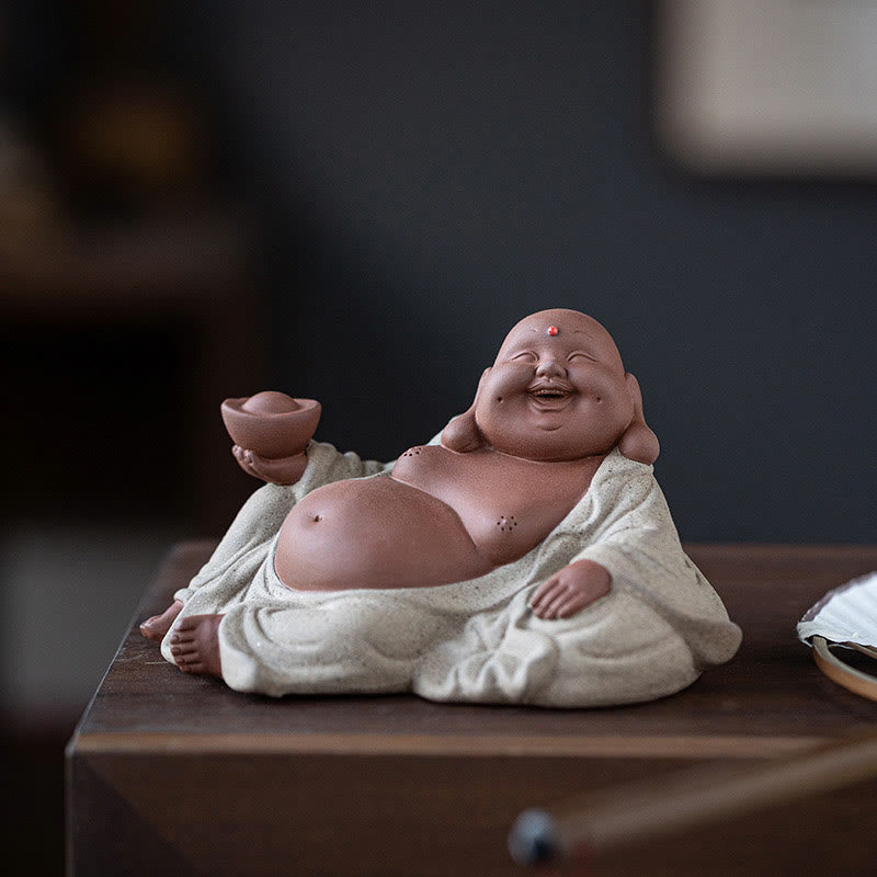 Buddha-Steine, lachender Buddha, Barren, ziehen Reichtum an, lila Ton, Maitreya-Statue, Dekoration - image 15