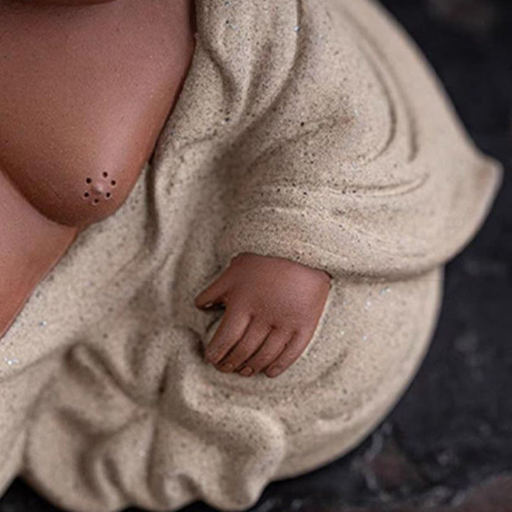 Buddha-Steine, lachender Buddha, Barren, ziehen Reichtum an, lila Ton, Maitreya-Statue, Dekoration - image 10