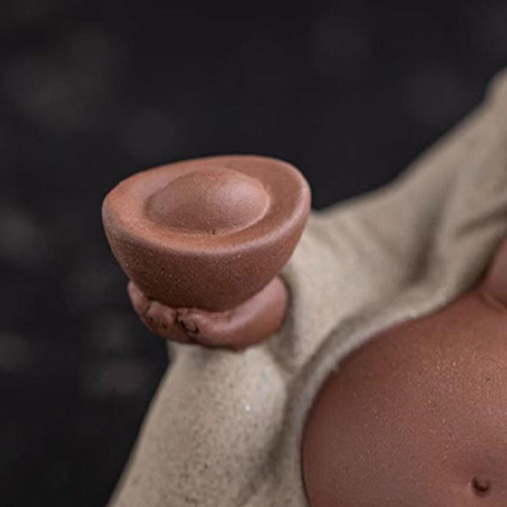 Buddha-Steine, lachender Buddha, Barren, ziehen Reichtum an, lila Ton, Maitreya-Statue, Dekoration - image 9