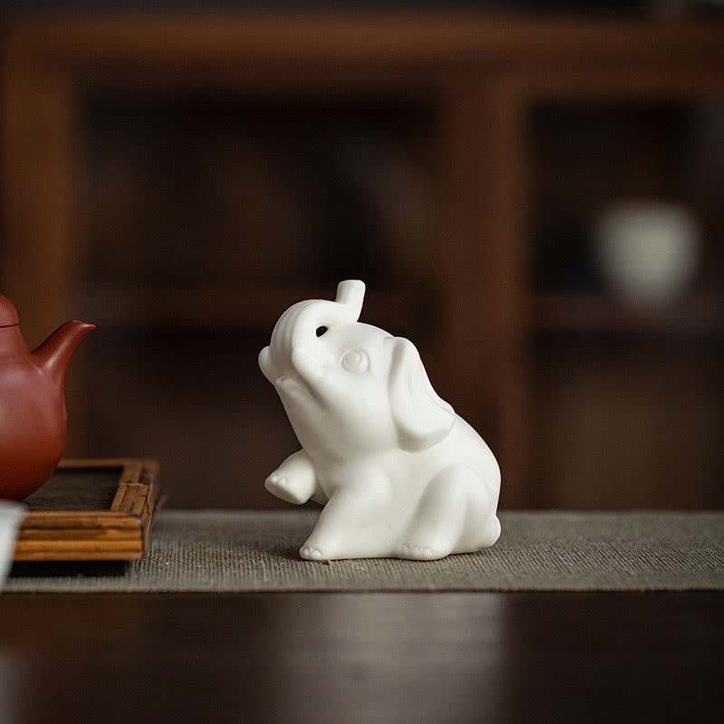Buddha-Steine, kleine Elefanten-Statue, Weiß Porzellan, Keramik, Stärke, Heim-/Schreibtisch-Dekoration - image 9