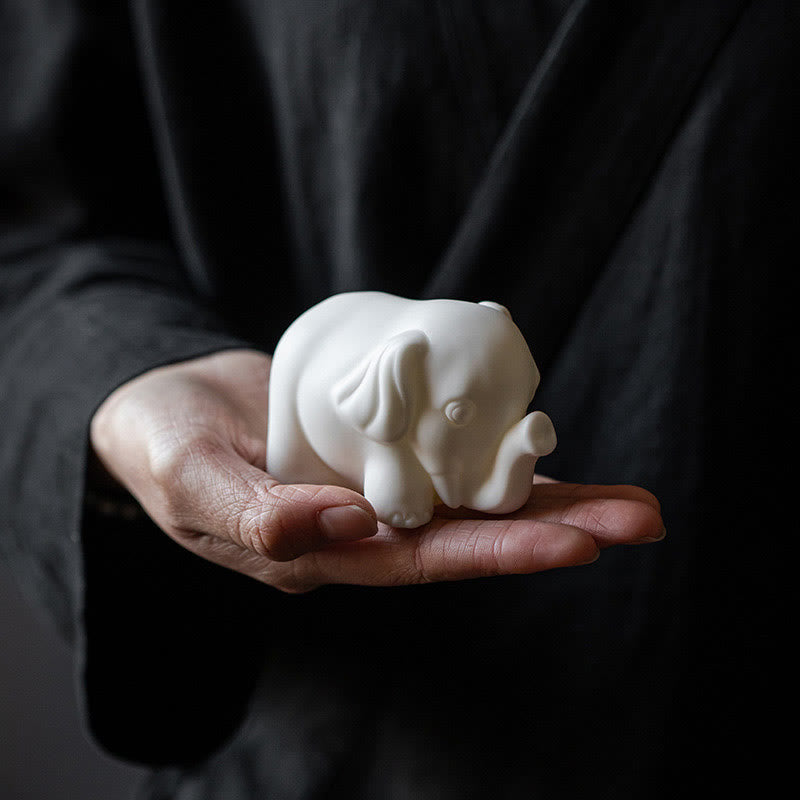 Buddha-Steine, kleine Elefanten-Statue, Weiß Porzellan, Keramik, Stärke, Heim-/Schreibtisch-Dekoration - image 3