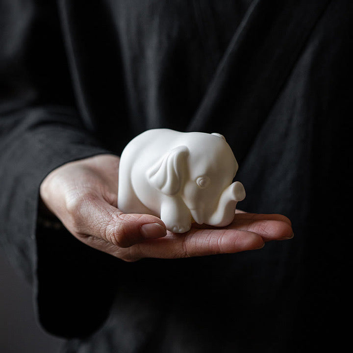 Buddha-Steine, kleine Elefanten-Statue, Weiß Porzellan, Keramik, Stärke, Heim-/Schreibtisch-Dekoration - image 3