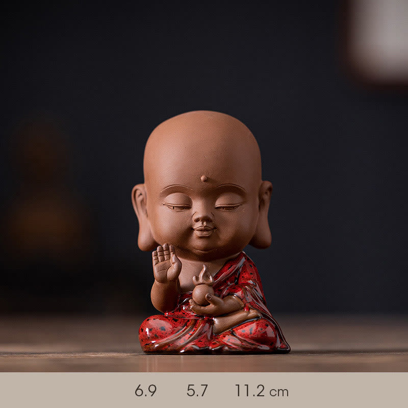 Buddha Stones Mini Gautama Buddha Shakyamuni Kwan Yin Avalokitesvara Ksitigarbha Serenity Schreibtischdekoration aus Keramik - Ksitigarbha 6,9*5,7*11,2cm - image 17