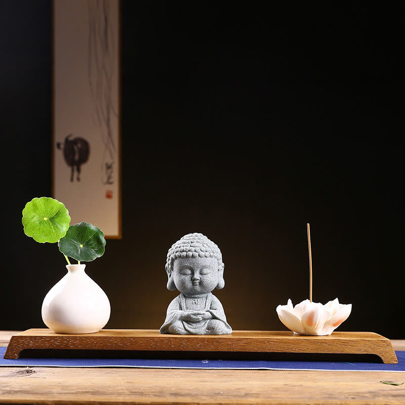 Buddha-Steine, Meditation, betender Buddha, Mitgefühl, Gelassenheit, Heimdekoration - Meditationsbuddha + Sockel + Vase - image 17