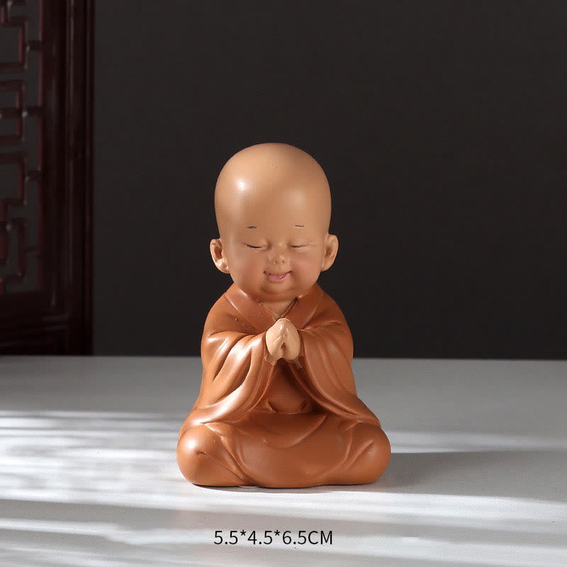 Buddha-Steine, klein, Mini, Meditation, betender Mönch, Gelassenheit, Kunstharz, Heimdekoration - Betender Mönch 5,5 x 4,5 x 6,5 cm - image 2