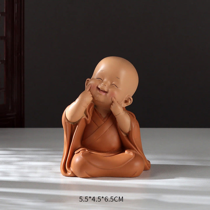 Buddha-Steine, klein, Mini, Meditation, betender Mönch, Gelassenheit, Kunstharz, Heimdekoration - Mönchsfigur „Gesichtsberührung“ 5,5 x 4,5 x 6,5 cm - image 10