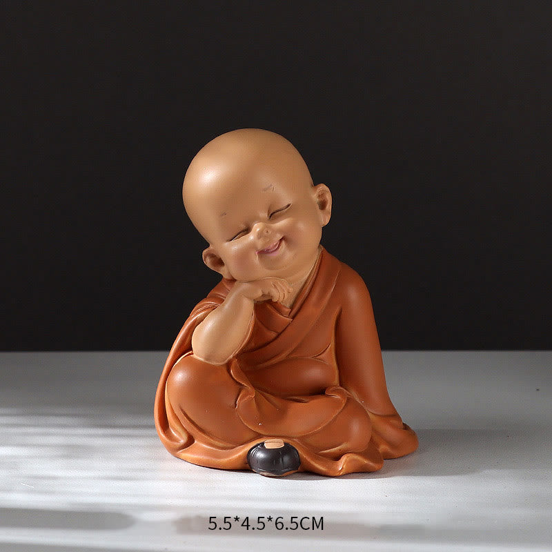 Buddha-Steine, klein, Mini, Meditation, betender Mönch, Gelassenheit, Kunstharz, Heimdekoration - Nachdenklicher Mönch 5,5 x 4,5 x 6,5 cm - image 5
