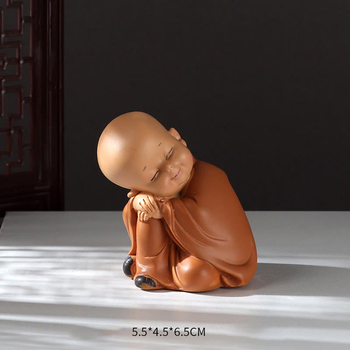 Buddha-Steine, klein, Mini, Meditation, betender Mönch, Gelassenheit, Kunstharz, Heimdekoration - Ein schlafender Mönch 5,5 x 4,5 x 6,5 cm - image 4