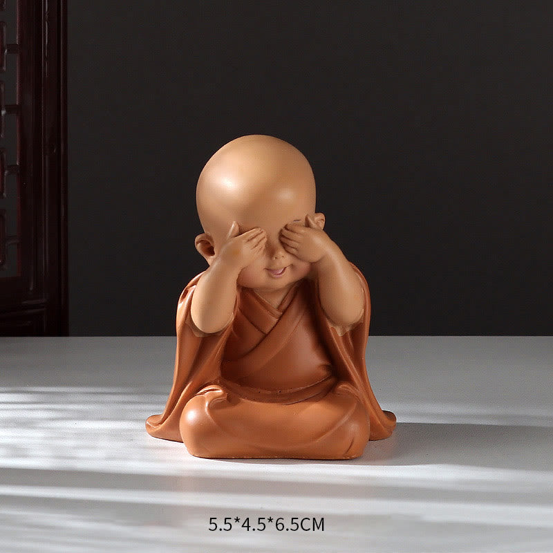 Buddha-Steine, klein, Mini, Meditation, betender Mönch, Gelassenheit, Kunstharz, Heimdekoration - Augenbinde für Mönche, 5,5 x 4,5 x 6,5 cm - image 6