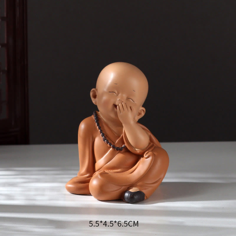 Buddha-Steine, klein, Mini, Meditation, betender Mönch, Gelassenheit, Kunstharz, Heimdekoration - Mundschutz für Mönche, 5,5 x 4,5 x 6,5 cm - image 12