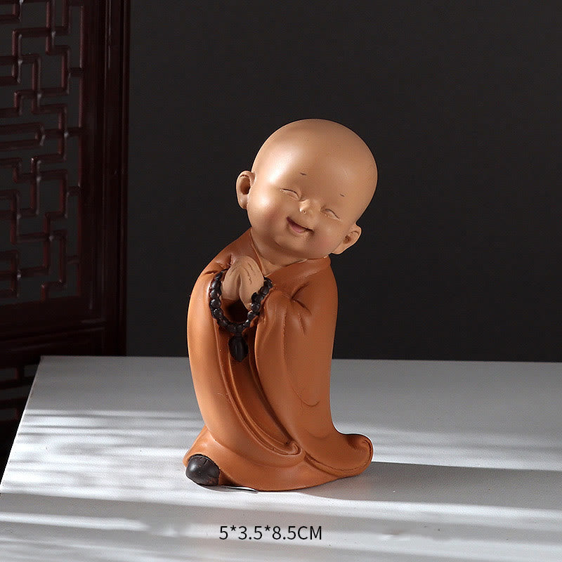 Buddha-Steine, klein, Mini, Meditation, betender Mönch, Gelassenheit, Kunstharz, Heimdekoration - Klatschender Mönch 5,5 x 3,5 x 8,5 cm - image 21