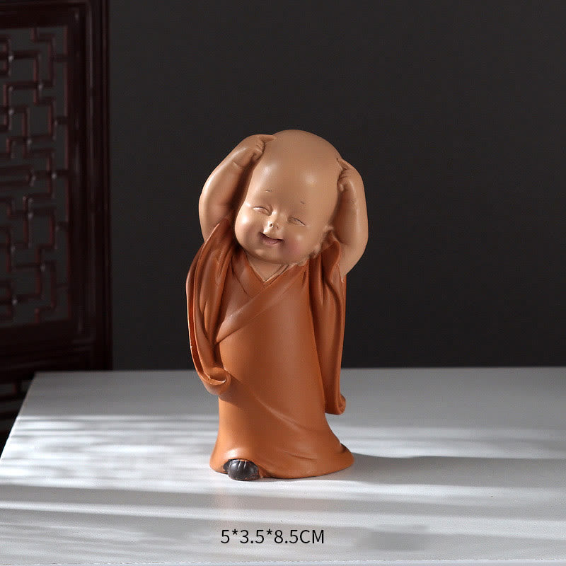 Buddha-Steine, klein, Mini, Meditation, betender Mönch, Gelassenheit, Kunstharz, Heimdekoration - Kopfkratzender Mönch 5,5 x 3,5 x 8,5 cm - image 14