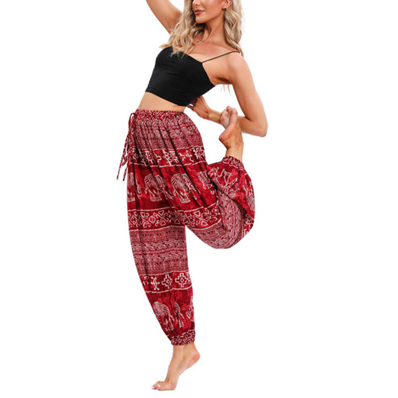 Buddha-Steine, Elefant, Geometrie-Muster, lässige, lockere Haremshose für Damen, Yogahose - image 7