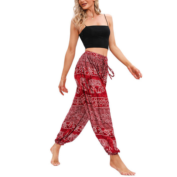 Buddha-Steine, Elefant, Geometrie-Muster, lässige, lockere Haremshose für Damen, Yogahose - image 4