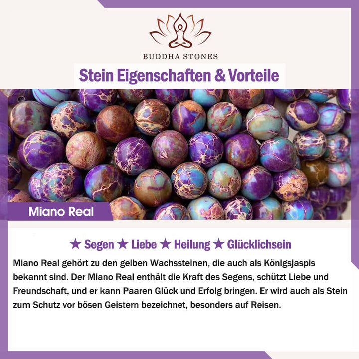 Buddha Stones Natur Lila Miano Echtstein Lotus Mala - image 5