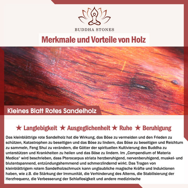 Buddha Stones Tibetisches kleines Blatt rotes Sandelholz 108 Perlen Mala Meditationsarmband