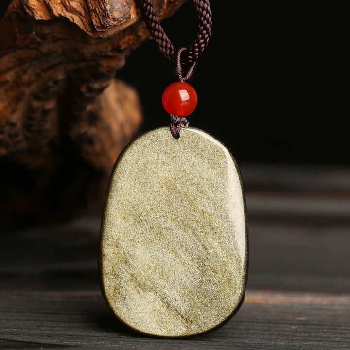 Buddha Stones Gold Sheen Obsidian Drachen Muster Erfolg Halskette Anhänger - image 5