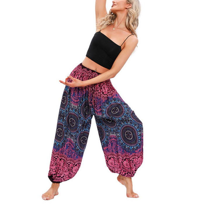 Buddha Stones Lässige, lockere Haremshose mit Kompassmuster für Damen, Yogahose - image 3