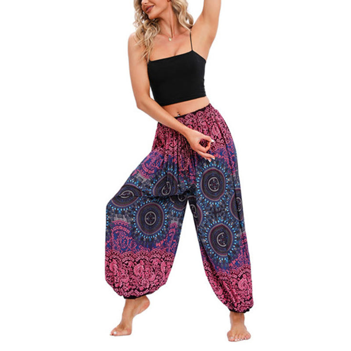 Buddha Stones Lässige, lockere Haremshose mit Kompassmuster für Damen, Yogahose - image 2
