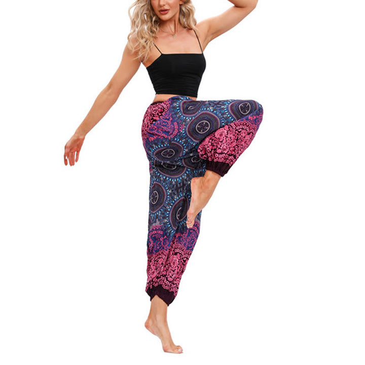 Buddha Stones Lässige, lockere Haremshose mit Kompassmuster für Damen, Yogahose - image 4