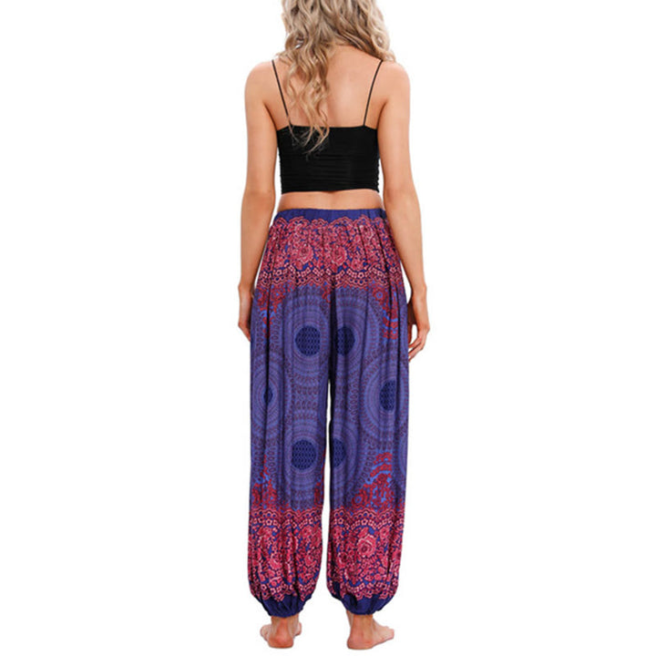Lose Haremshose mit Buddha-Steinen und kreisförmigem Blumenmuster für Damen - image 13
