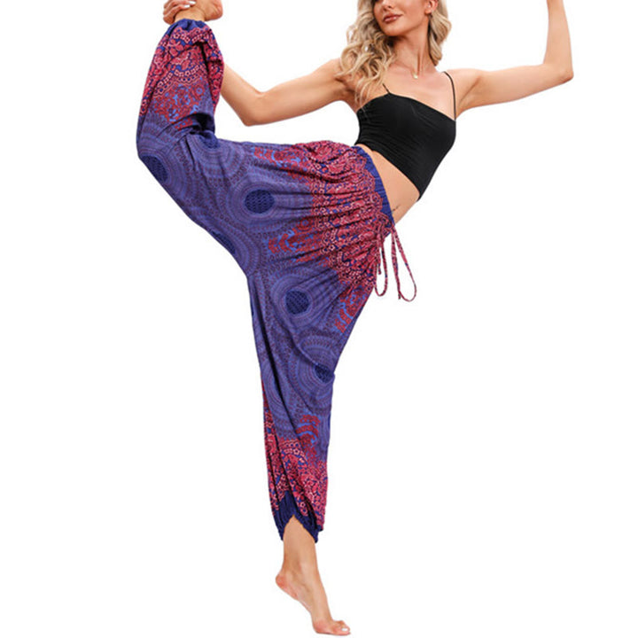 Lose Haremshose mit Buddha-Steinen und kreisförmigem Blumenmuster für Damen - image 16