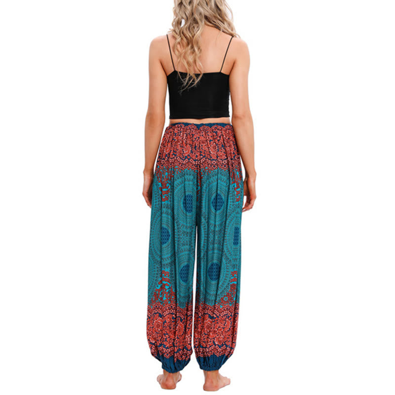 Lose Haremshose mit Buddha-Steinen und kreisförmigem Blumenmuster für Damen - image 8