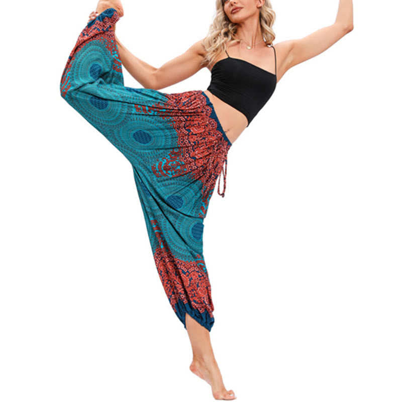 Lose Haremshose mit Buddha-Steinen und kreisförmigem Blumenmuster für Damen - image 10