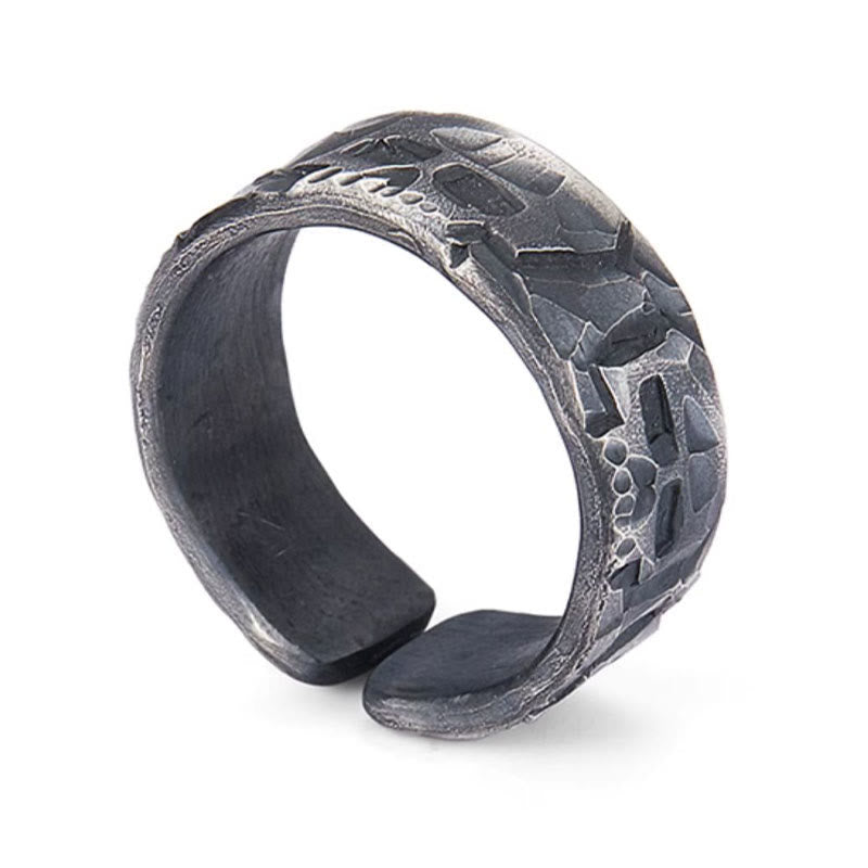 Buddha Stones 999 Sterling Silber Skelett Muster Handgemachter Segensring - image 12