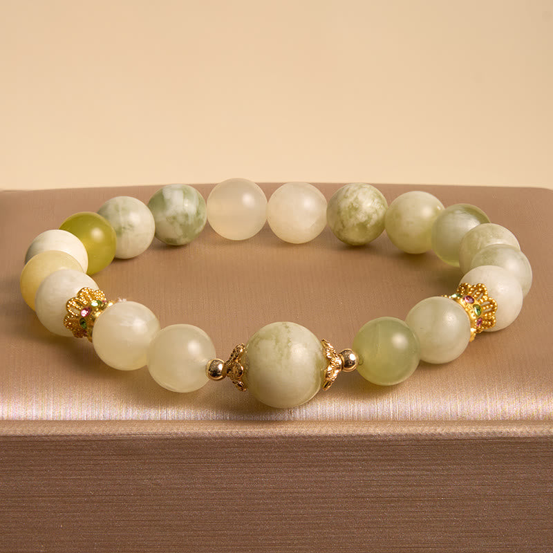 Buddha Stones Jade-Armband in Traubengrün